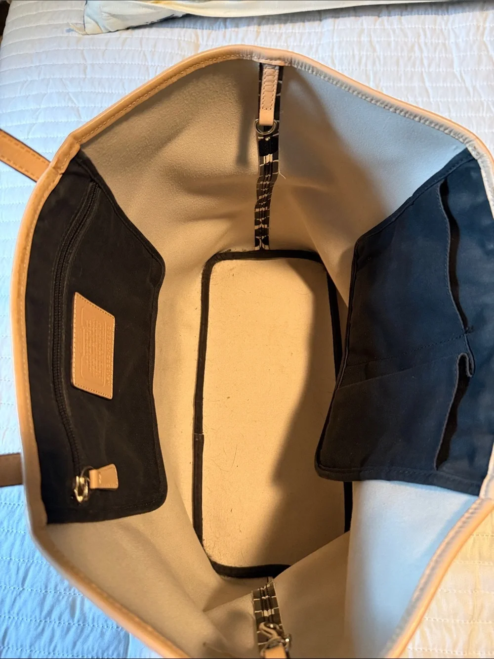 Coach Black & White Signature C Op tote